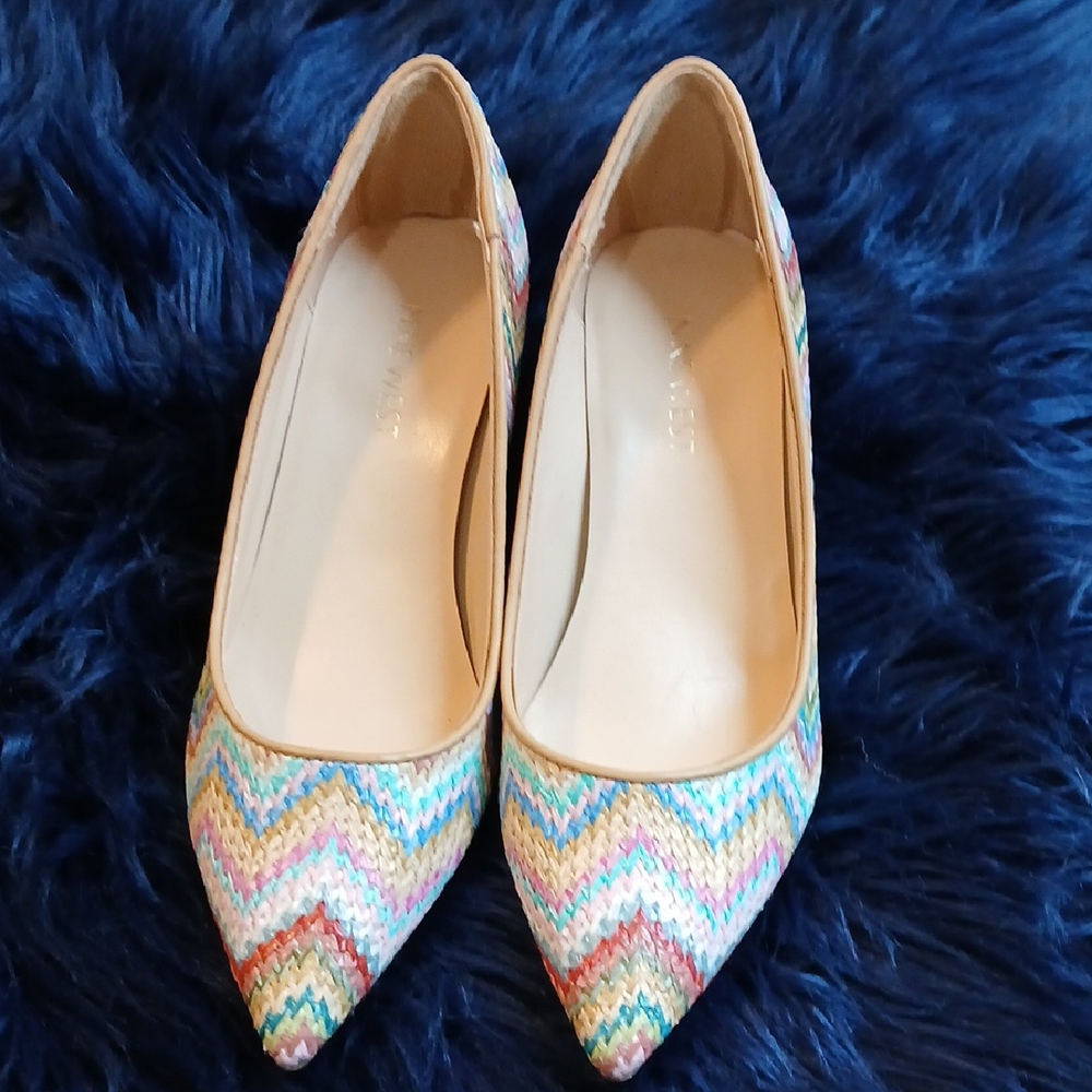 Nine West Pink and Blue Heels with Chevron Pattern